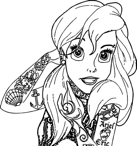 Awesome Ariel Mermaid Tattoo Coloring Page Tattoo Coloring Book