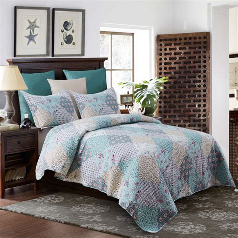 Jml 3 Piece Quilt Set King Size 92x104lightweight Printed Microfiber