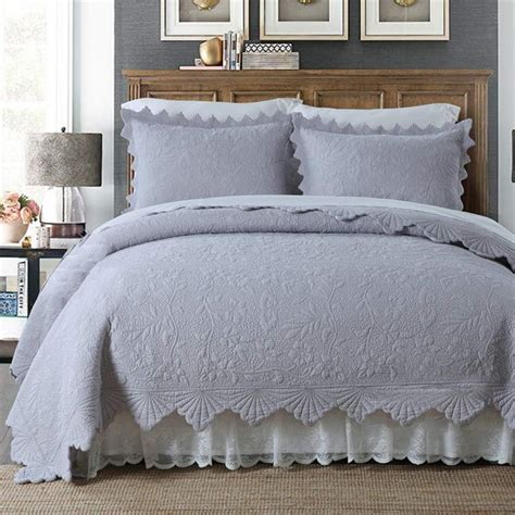 Brandream White Quilts Set Queen Size Bedspreads Farmhouse Bedding 100