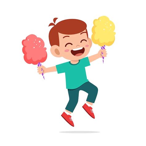 Premium Vector Happy Cute Little Kid Boy Eat Candy And Sweets