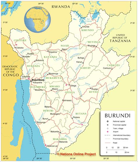 Administrative Map Of Burundi Nations Online Project