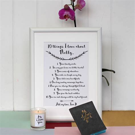 Personalised Ten Things I Love About You Print By Posh Totty Designs