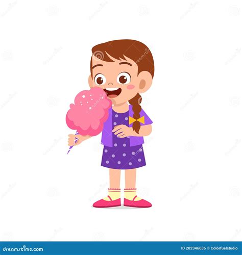 Happy Cute Little Kid Boy And Girl Eat Candy And Sweets Stock Vector