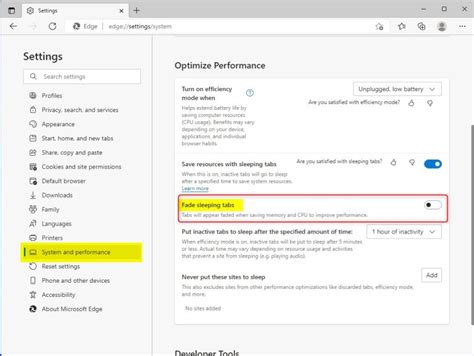 Enable Or Disable Fade Sleeping Tabs In Microsoft Edge Geek Rewind