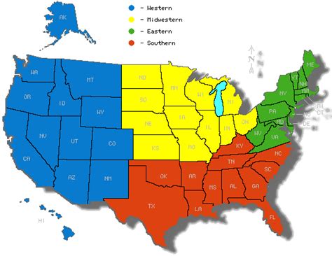 Map Of United States With Regions Labeled