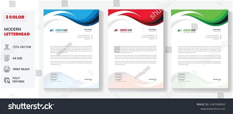 3 Color Letterhead Template Design Stock Vector Royalty Free