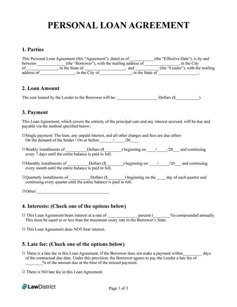 Personal Loan Agreement Get A Free Template Sample LawDistrict