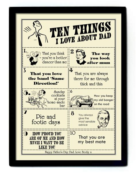 Ten Things I Love About Dad Personalised Print By Tea One Sugar