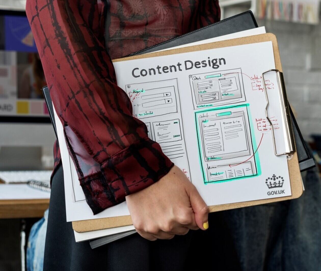 Website development layout sketch drawing titled 'Content Design' 