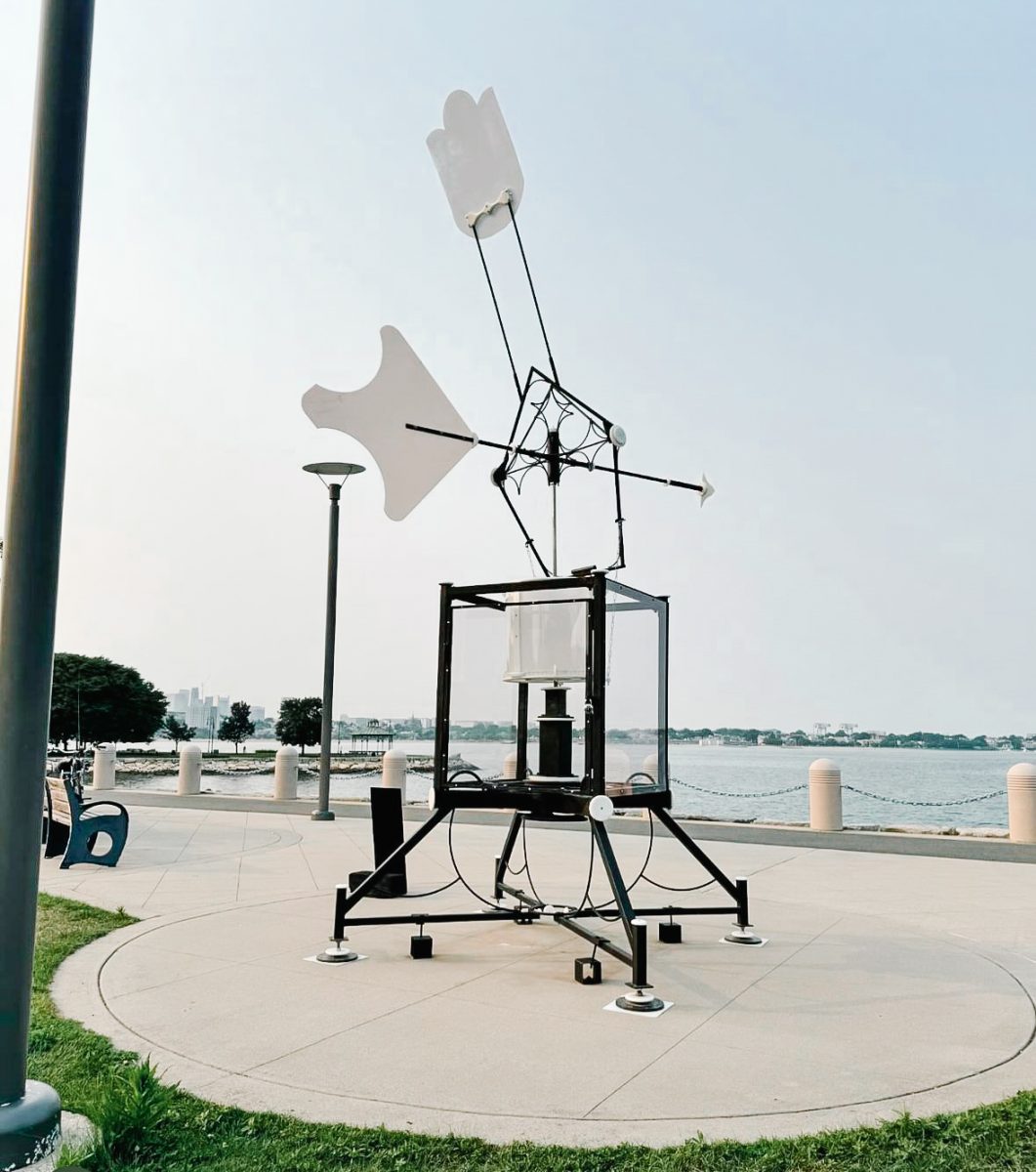 Andrew Mowbray's Wind-Driven Drawing Machine, currently installed along the Harbor Walk. Photo from UHall Gallery Instagram. 