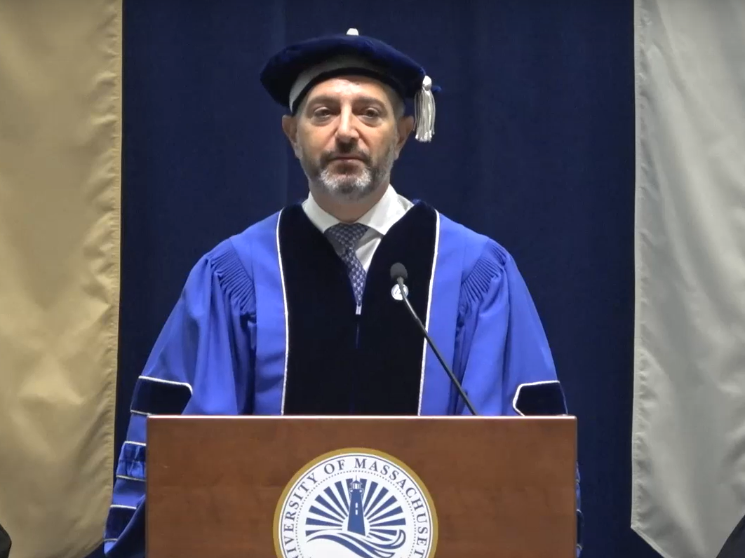 Dr. Avak Kahvejian speaking at the 2024 Convocation. Photo from 2024 Convocation livestream. 