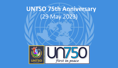 In 1916, Britain and France, with the assent of Russia and Italy, entered into the secret Sykes-Picot Agreement, dividing up the Levant into mutually agreed spheres of influence and control in anticipation of an eventual partition of the Ottoman Empire. On 2 November 1917, the British Foreign Secretary announced the Balfour Declaration, the British Government’s statement of support for “the establishment in Palestine of a national home for the Jewish people.”   In December 1917, after about 400 years of Ottoman rule, Jerusalem was surrendered to British armed forces and, on 30 October 1918, the Ottoman Empire capitulated to the Allies, ending its involvement in the First World War. In November 1918, the lands of the Ottoman Empire in the Levant were partitioned into “occupied enemy territory administrations” – the British Mandate for Palestine, and the French Mandate for Syria and Lebanon.   In July 1920, British military control of Palestine was replaced by a civilian administration, headed by a High Commissioner. The British Mandate for Palestine, a legal commission of the League of Nations, came into effect on 29 September 1923, formalizing British administration of the territory. Also in 1923, Britain and France entered into the Paulet-Newcombe Agreement, or the British-French Boundary Agreement, which, to this day, legally defines the border between Israel and Lebanon.   In the aftermath of the Second World War, Britain’s control of Palestine was waning, with great loss of life and huge financial costs, to the rising nationalism of the Jewish insurgency and the Arab revolt. Consequently, Britain announced it would unilaterally terminate its Mandate for Palestine, to be effective midnight of 14 May 1948, and referred the issue of Palestine to the newly created United Nations.    The UN General Assembly Resolution 181(II) (29 November 1947) set out the partition plan with a state for the Jewish people, a state for the Arab people, and Jerusalem as a corpus separatum under a Special International Regime.    Israel declared its independence the day after the termination of the British Mandate for Palestine, and the First Arab-Israeli War ensued. Five days later, on 20 May 1948, the UN appointed Swedish Count Folke Bernadotte the ‘United Nations Mediator in Palestine’, the first official mediation in UN history. Five months later, on 17 September 1948, Count Bernadotte was assassinated, together with Colonel André Sérot of the French forces serving with the UN, by members of Lehi, a Zionist paramilitary group more commonly known as the Stern Gang.  Between late February and mid-July 1949, Armistice Agreements were signed between Israel and each of Egypt (24 February), Lebanon (23 March), Jordan (3 April) and Syria (20 July), ending the First Arab-Israeli War. The role of the Mediator supposedly complete, the functions associated with monitoring and implementing the Armistice Agreements, including the Armistice Lines, were transferred to the United Nations Truce Supervision Organization in Palestine (UNTSO).  Acting under Chapter VI of the UN Charter, and “subject to further decision by the Security Council or the General Assembly,…until a peaceful adjustment of the future situation of Palestine is reached” (UNSC resolution 54), the Security Council mandated UNTSO with “observing and maintaining the cease-fire, and as may be necessary in assisting the parties to the Armistice Agreements in the supervision of the application and observance of the terms of those Agreements” (UNSC resolution 73).   For 75 years, UNTSO has been first in peace – the first UN peacekeeping mission, the first to respond when, after the 1956 Suez Crisis, or the Second Arab-Israeli War, the UN created the United Nations Emergency Force (UNEF), where UNTSO formed the vanguard and core of the military component. First after the 1967 Six-Day War (the Third Arab-Israeli War), when Israel captured East Jerusalem, the West Bank, and the Golan. First after the 1973 Yom Kippur War (the Fourth Arab-Israeli War), when the United Nations Disengagement Force (UNDOF) was initially staffed by UNTSO. And in 1978, when Israel withdrew following its invasion of southern Lebanon, followed by the creation of the United Nations Interim Force in Lebanon (UNIFIL), where again UNTSO formed the advance force. UNTSO has also supported UN operations across the globe, setting the standard for, and providing, military observers, from Afghanistan to Yemen, in Libya, with the OPCW-UN Joint Mission to oversee and verify the timely elimination of Syria's chemical weapons, and other missions where the United Nations has recognized the value of, and deployed, military observers.   UNTSO welcomed and championed the 1979 Egyptian-Israeli Peace Treaty, and the 1994 Treaty of Peace between Israel and Jordan, as proof that the transformation of cease fires into peaceful relations is exclusively for the parties to the conflict. In that spirit, UNTSO continues to provide space for the remaining parties to the 1949 Armistice Agreements and subsequent agreements, to achieve a comprehensive solution to the Arab-Israeli conflict, through:   • the deployment of expert military observers to provide credible and impartial observation and reporting for UNDOF and UNIFIL mandate implementation, preventing the escalation of hostilities, and strengthening confidence of and among the parties; and   • proactive regional liaison, enhancing accessibility of the parties, increasing access to and analysis of information and trends, and improving cooperation and coordination within the regional United Nations presence.  For 75 years, UNTSO has symbolized the legitimacy and commitment of the United Nations to the pursuit of comprehensive peace in the Middle East. It continues to do so, and its value remains essential. Its mandate, though seemingly simple, allows the Mission to be flexible, effective, and relevant in a complex region. The value of UNTSO’s expert military observers in support of UNIFIL and UNDOF mandate implementation is undisputed. UNTSO’s regional liaison mandate allows the Mission to analyze and assess multifaceted political and security issues, and its regional footprint complements other UN missions in the region, adding strategic-level value to the over-arching goals of the United Nations.   UNTSO remains first in peace, until a lasting peace