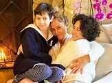 Jennifer Lopez Snuggles Her 12-Year-Old Twins Max And Emme Muniz While Wearing A Creamy, Cozy ...