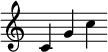 \relative c'{\override Score.TimeSignature #'stencil = ##f \set Staff.midiInstrument = #"viola" c g' c}