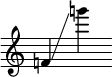 
     {
       \override SpacingSpanner.strict-note-spacing = ##t
       \set Score.proportionalNotationDuration = #(ly:make-moment 1/8)
       \clef treble \omit Score.TimeSignature
       \relative f' {f!4 \glissando g''!}
     }
   