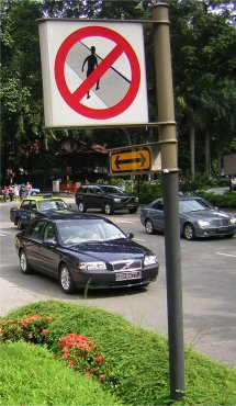 <span class="mw-page-title-main">Jaywalking</span> Pedestrian crossing of a carriageway outside of a crosswalk