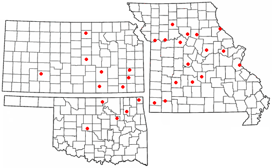 Each red dot shows the location of a B&B theatre as of 2007.