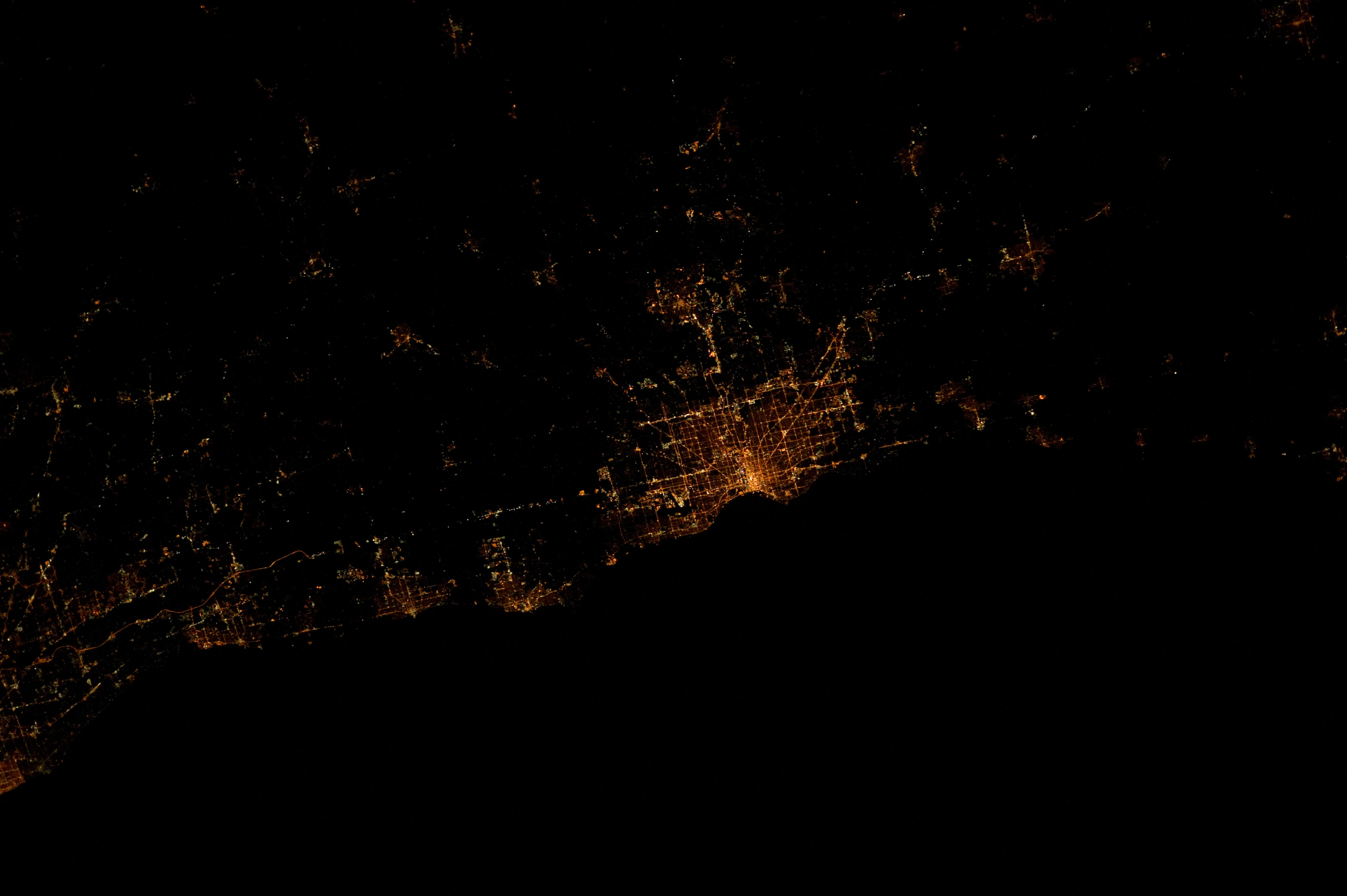 Waukegan, 11:23:40 pm CDT in 2012. Photo taken during Expedition 30 from the International Space Station.