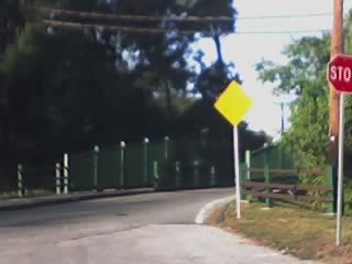 The historic one-lane bridge on Sudbrook Lane