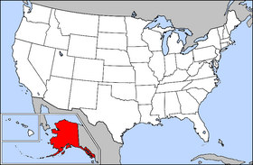 Map of the United States with Araka highlighted