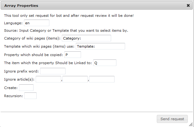 "Array Properties form screenshot"