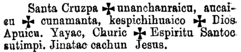 Kechuac Siminmanta Uchuc Catecismo 1891 Redentoristas Cuzco p-3 Santa Cruzpa unanchanraicu.png