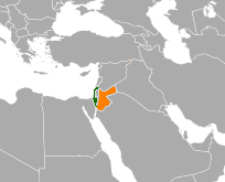 Peta memperlihatkan lokasiIsrael and Jordan