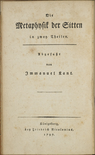 <i>Metaphysics of Morals</i> 1797 work on morals and politics by Immanuel Kant