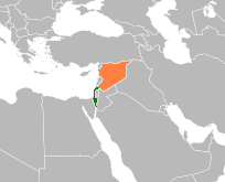 خريطة إسرائيل (الأخضر) وسوريا (البرتقالي).