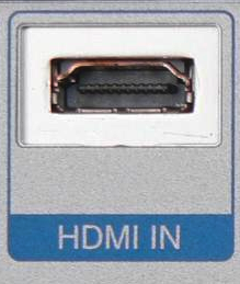 Đầu nối ổ cắm HDMI type A trên thiết bị có dòng chữ HDMI IN bên dưới.