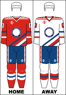 Landslagets hjemme- og bortedrakter som ble brukt under vinter-OL 1988 og ishockey-VM 1989.