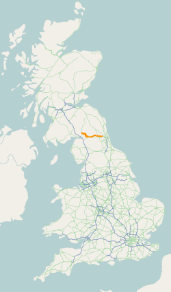 Course of the B6318 in orange B6318 road map.png