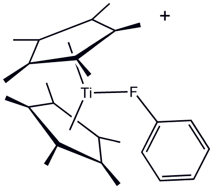 Estructura de [(C₅Me₅)₂Ti(FC₆H₅)]+, un complex de coordinació d'un lligand organofluor