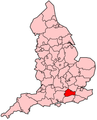 Location of Surrey in England