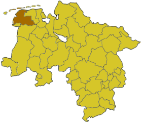 Lokasi Aurich di Niedersachsen