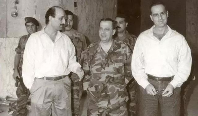 Samir_Geagea,_Michel_Aoun,_George_Adwan_1989