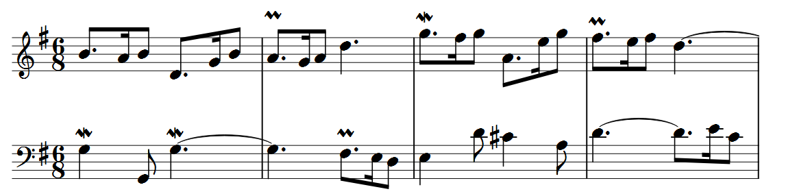 First 4 bars of the seventh variation.