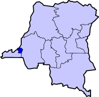 Map of the Dem. Rep. of the Congo highlighting the city-province of Kinshasa