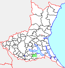 江戸崎町の県内位置図