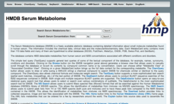 <span class="mw-page-title-main">Serum Metabolome Database</span> Web database about small molecule metabolites found in human serum