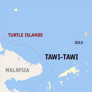 Mapa sa Tawi-Tawi nga nagpakita sa nahimutangan sa Turtle Islands.