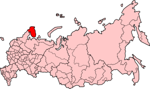 Murmansk oblast på kartet over Russland