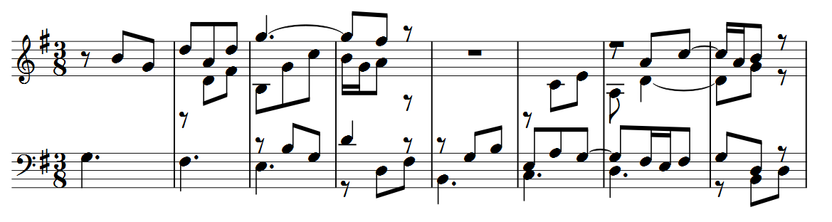 First 8 bars of the fourth variation.