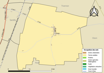 Carte des infrastructures et de l'occupation des sols de la commune en 2018 (CLC).