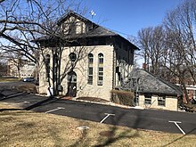 The exterior of Coxe Hall, named for Eckley Brinton Coxe, in May 2023 Coxe Hall.jpg