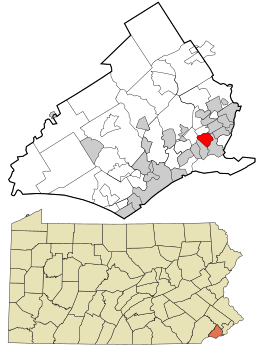 Location in Delaware County and the U.S. state of Pennsylvania.