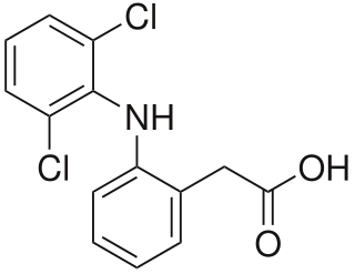 <span class="mw-page-title-main">Diclofenac</span> Nonsteroidal anti-inflammatory drug