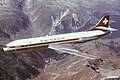 Swissair over mountains