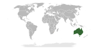 Карта, що показує місце розташування Австралії